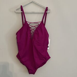 La Blanca One Piece Swimsuit Plus Size 18 18W Island Goddess Strappy Pink $129